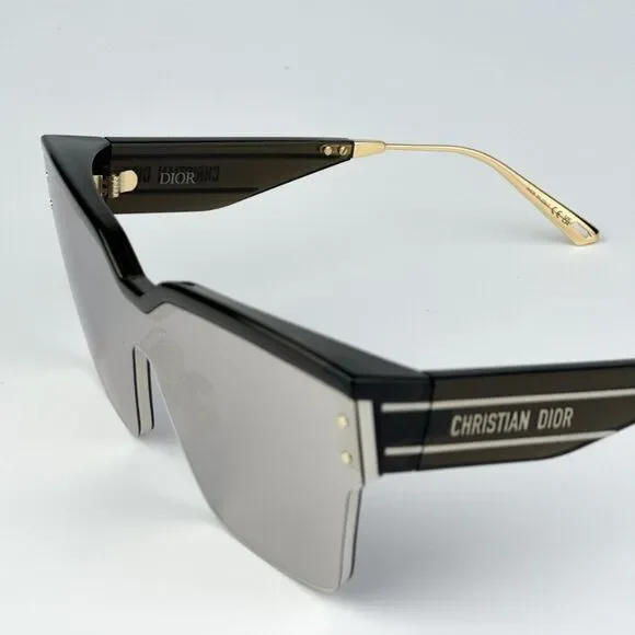 NEW Dior DIORCLUB M4U 55A5 Black Pale Smoke Mirrored Unisex Shield Sunglasses